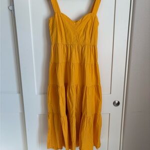 Mustard Yellow Sleeveless Tiered Dress